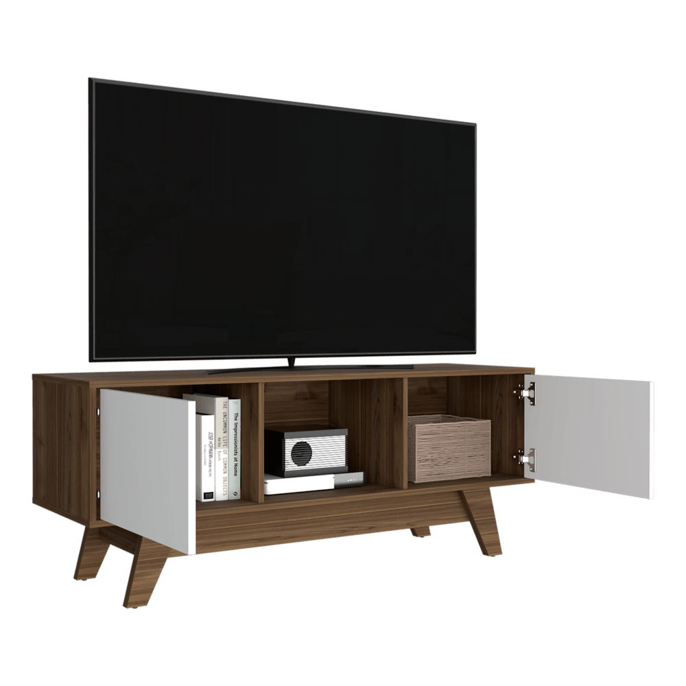 Mesa Para Tv Zunari Castaño Y Blanco Para Tv De 55"