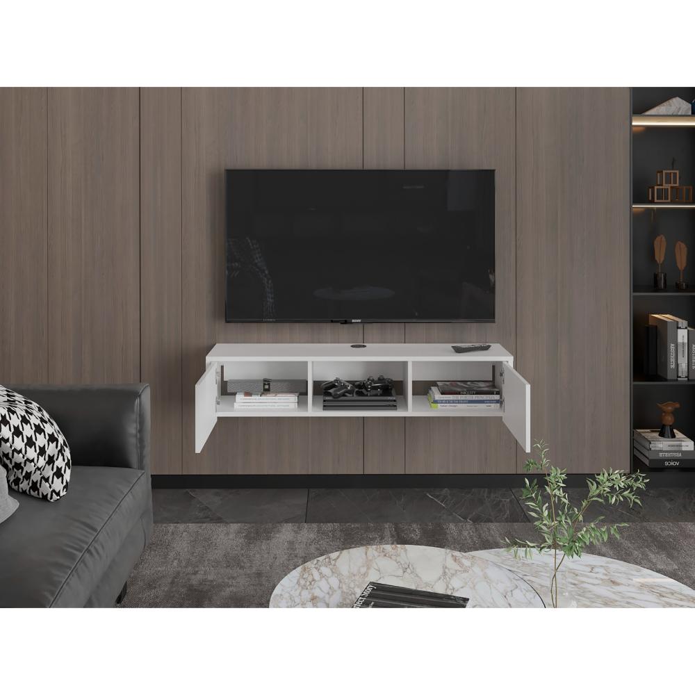 Mesa Para Tv Flotante Len Blanco