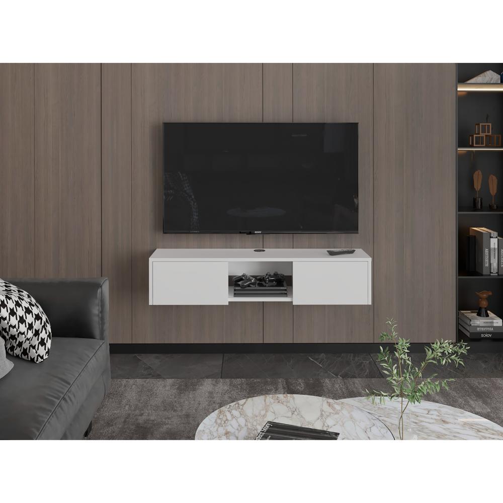 Mesa Para Tv Flotante Len Blanco