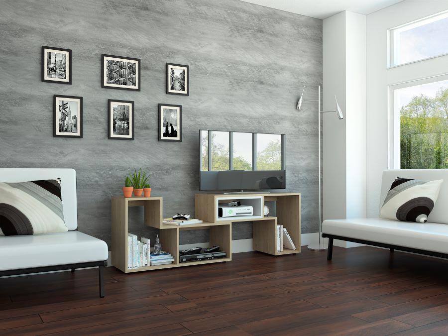 Rack Extensible Zambrano Rovere + Blanco