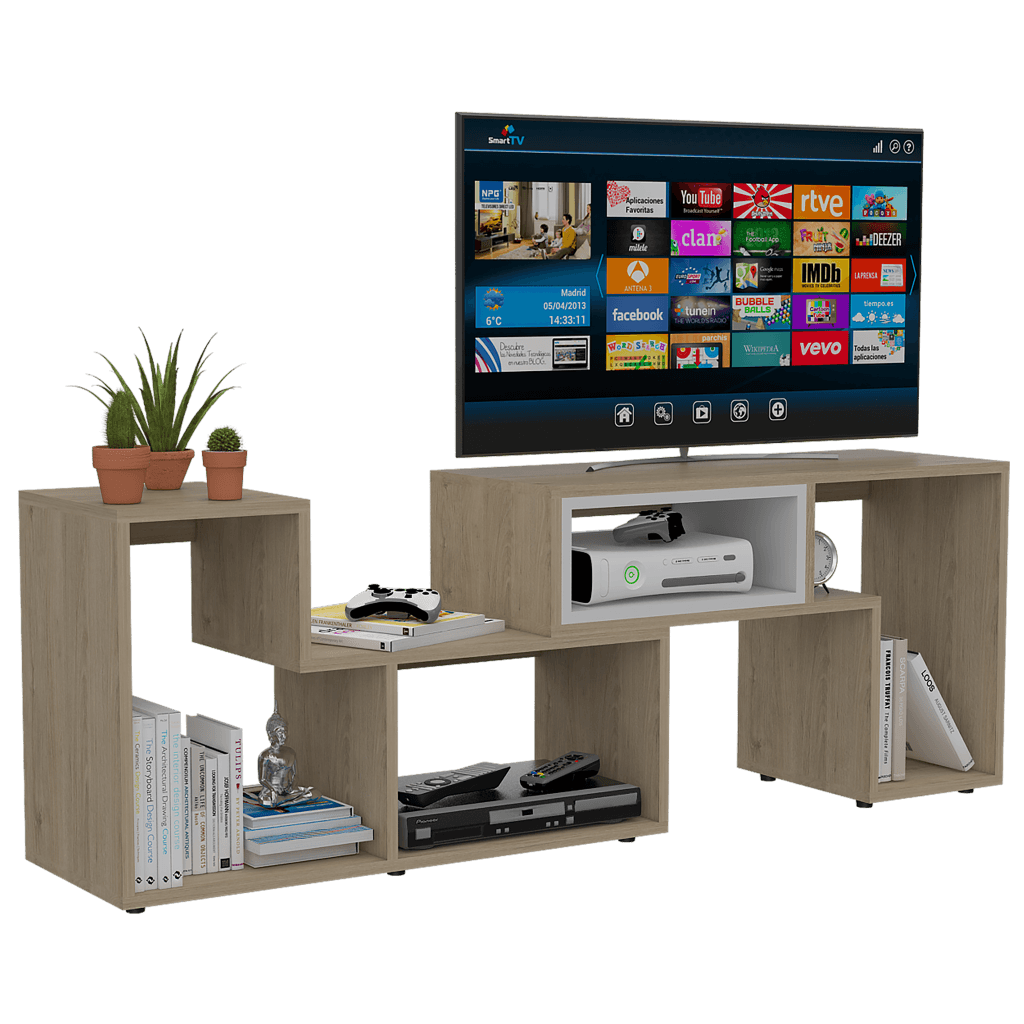 Rack Extensible Zambrano Rovere + Blanco