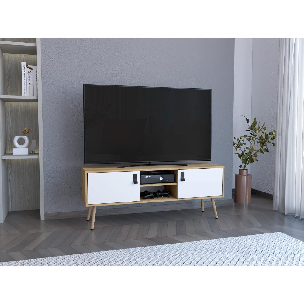 Mesa Para Tv Tiempo Blanco Y Macadamia Para Tv De 50"
