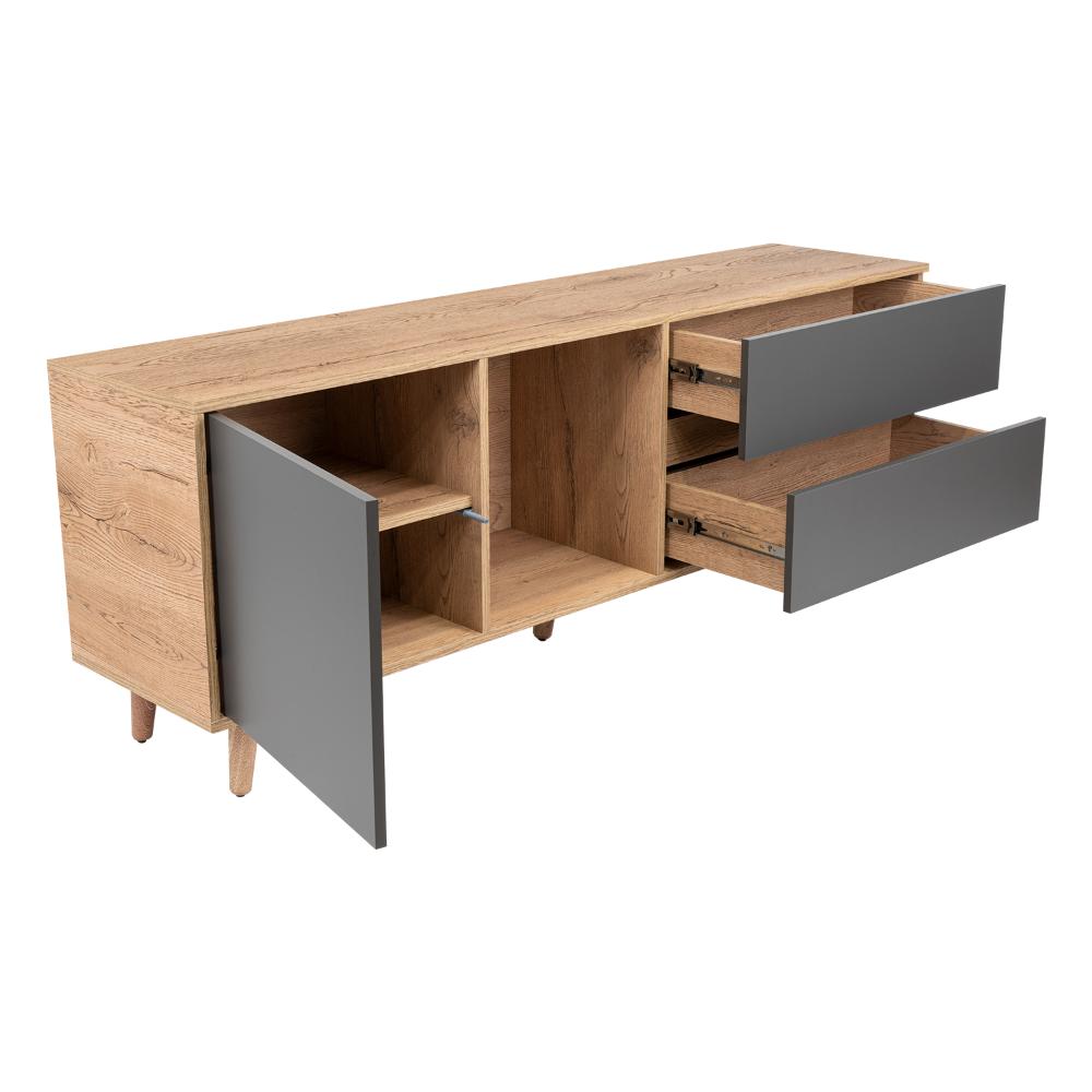 Rack Para Tv Jureli Macadamia Y Plomo Para Tv De 65''