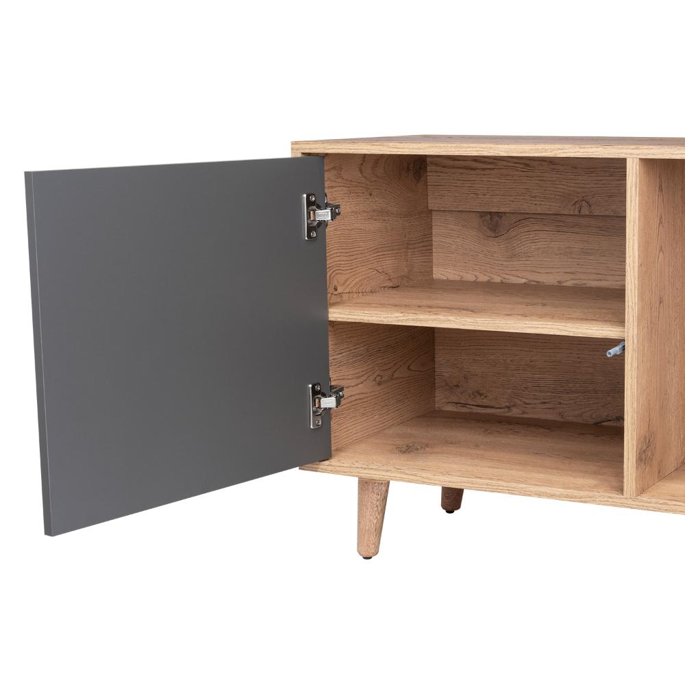 Rack Para Tv Jureli Macadamia Y Plomo Para Tv De 65''