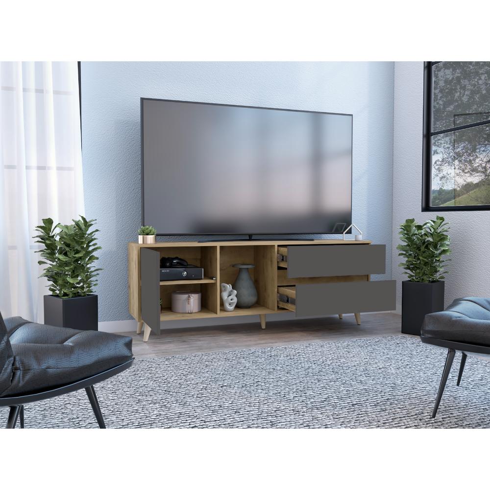 Rack Para Tv Jureli Macadamia Y Plomo Para Tv De 65''