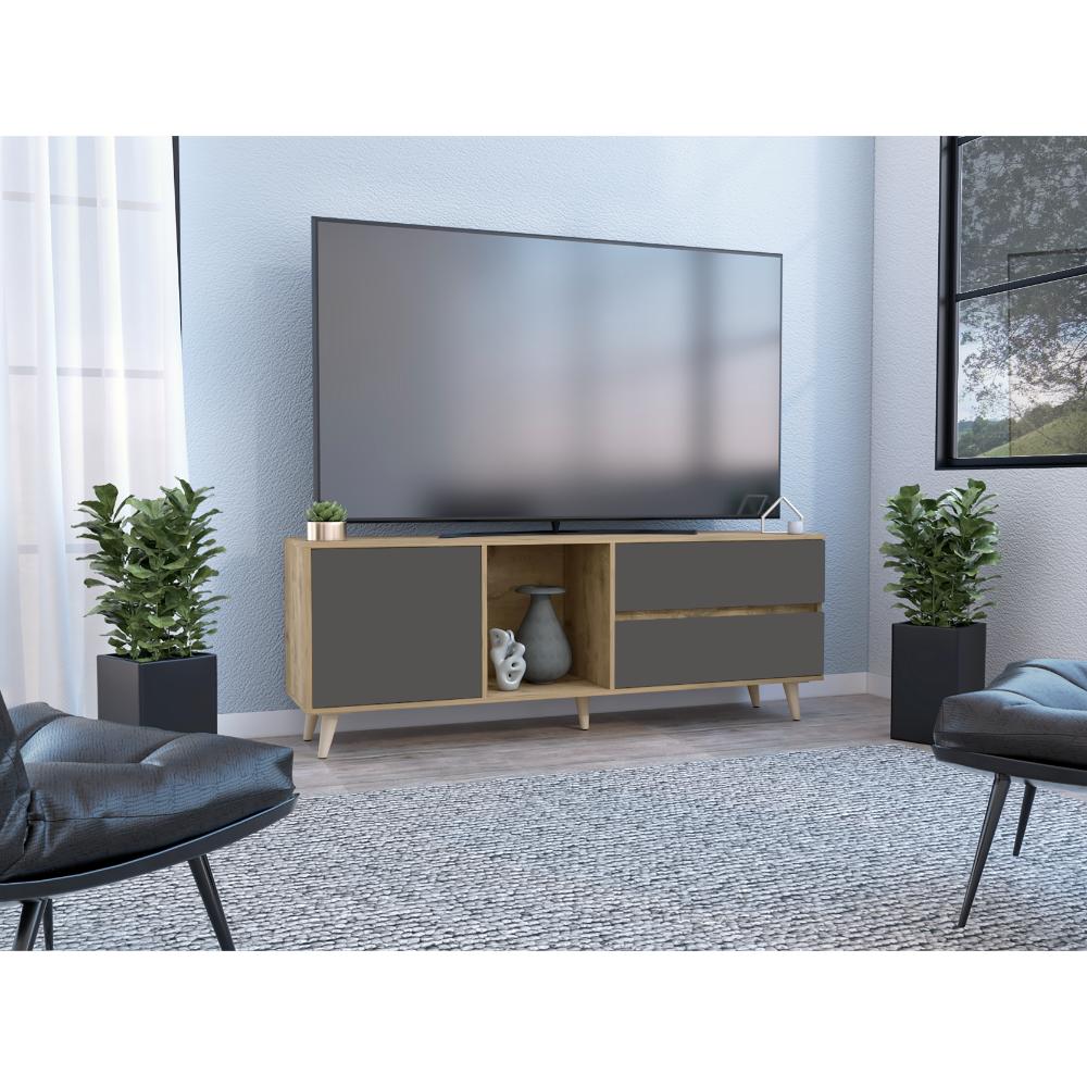 Rack Para Tv Jureli Macadamia Y Plomo Para Tv De 65''
