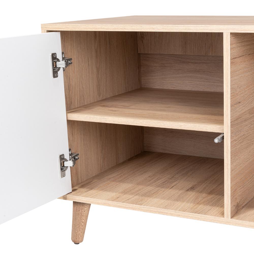 Mesa Para Tv Topacio Rovere Y Blanco Para Televisor De Hasta 60 Pulgadas