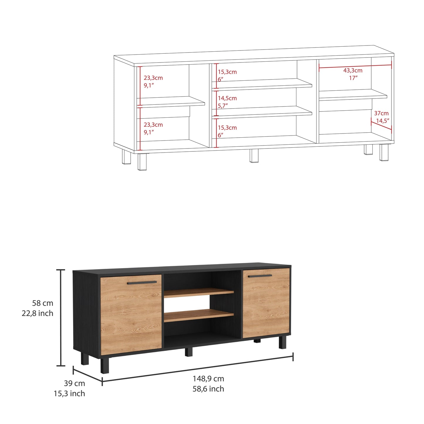 Mesa Para Tv Okria Wengue Y Miel Para Tv De 65"