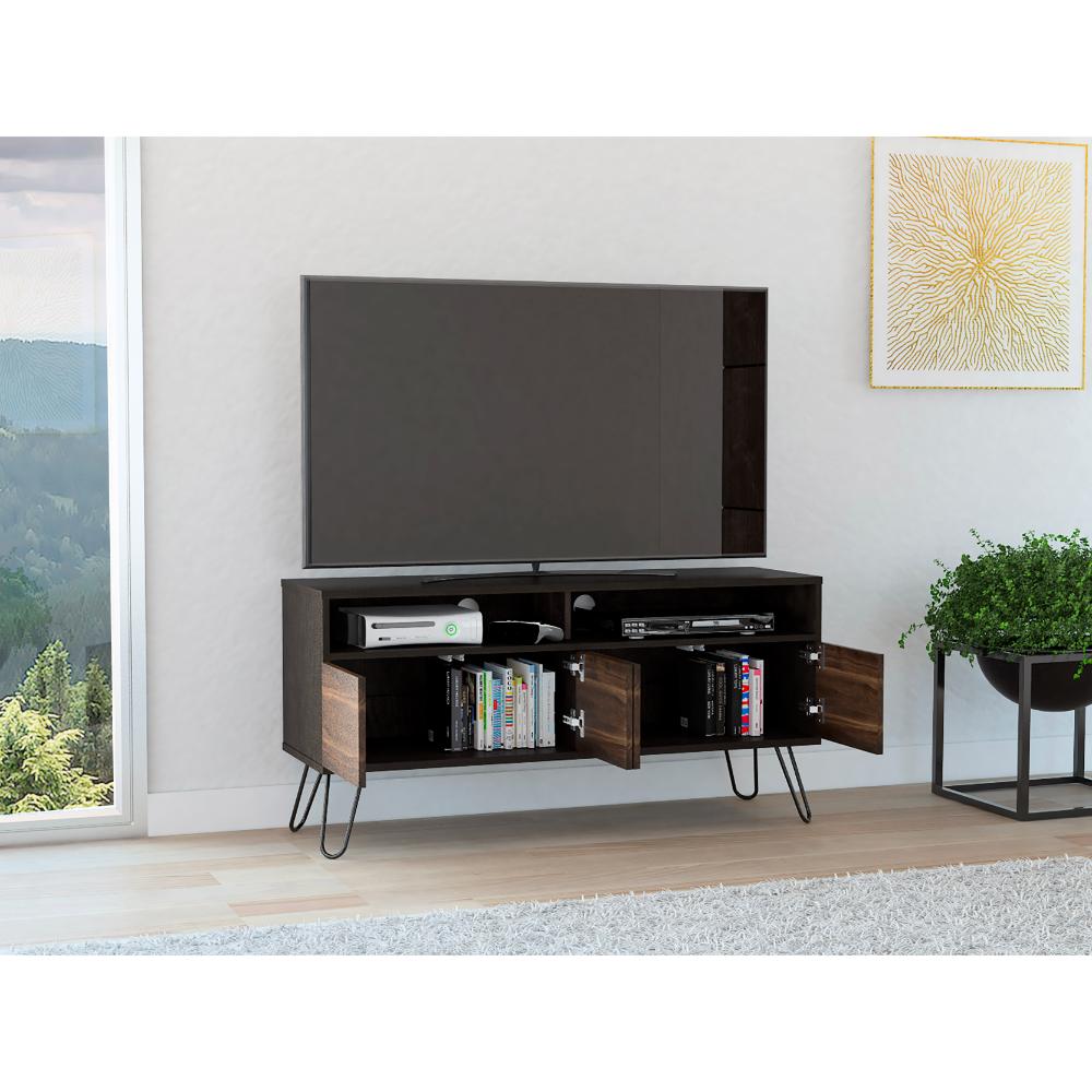 Mesa Para Tv Vamira Wengue Y Taupe Para Televisor De 55"