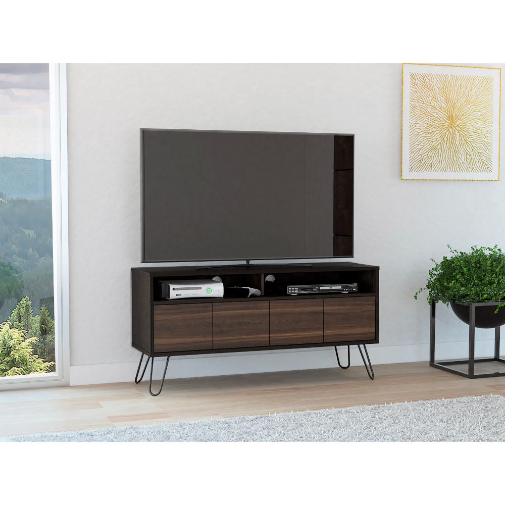Mesa Para Tv Vamira Wengue Y Taupe Para Televisor De 55"