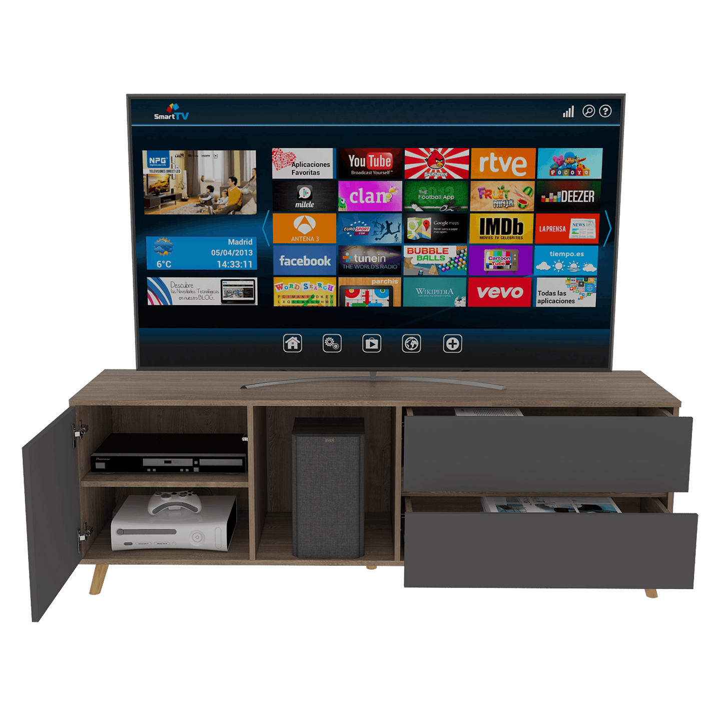 Rack Para Tv Jureli Miel + Plomo