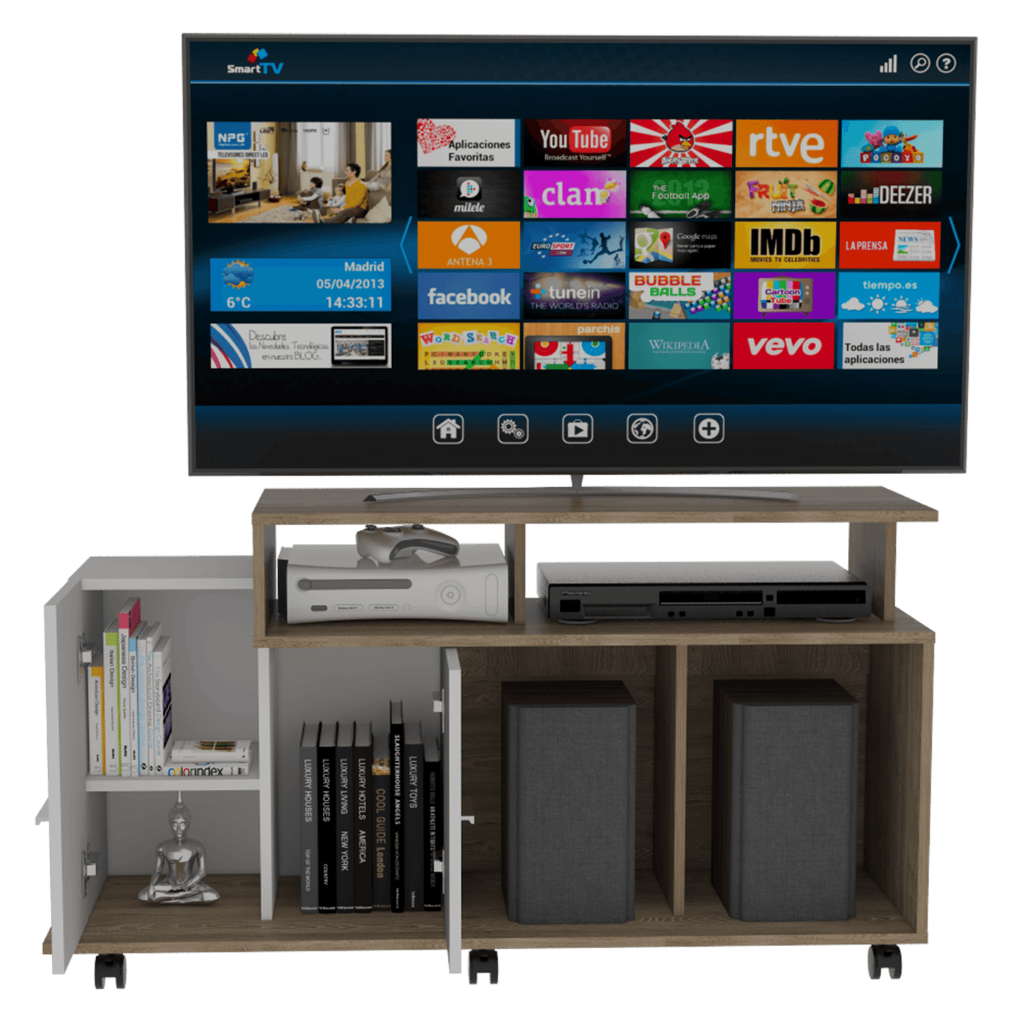 Rack Para Tv Valera Miel + Blanco