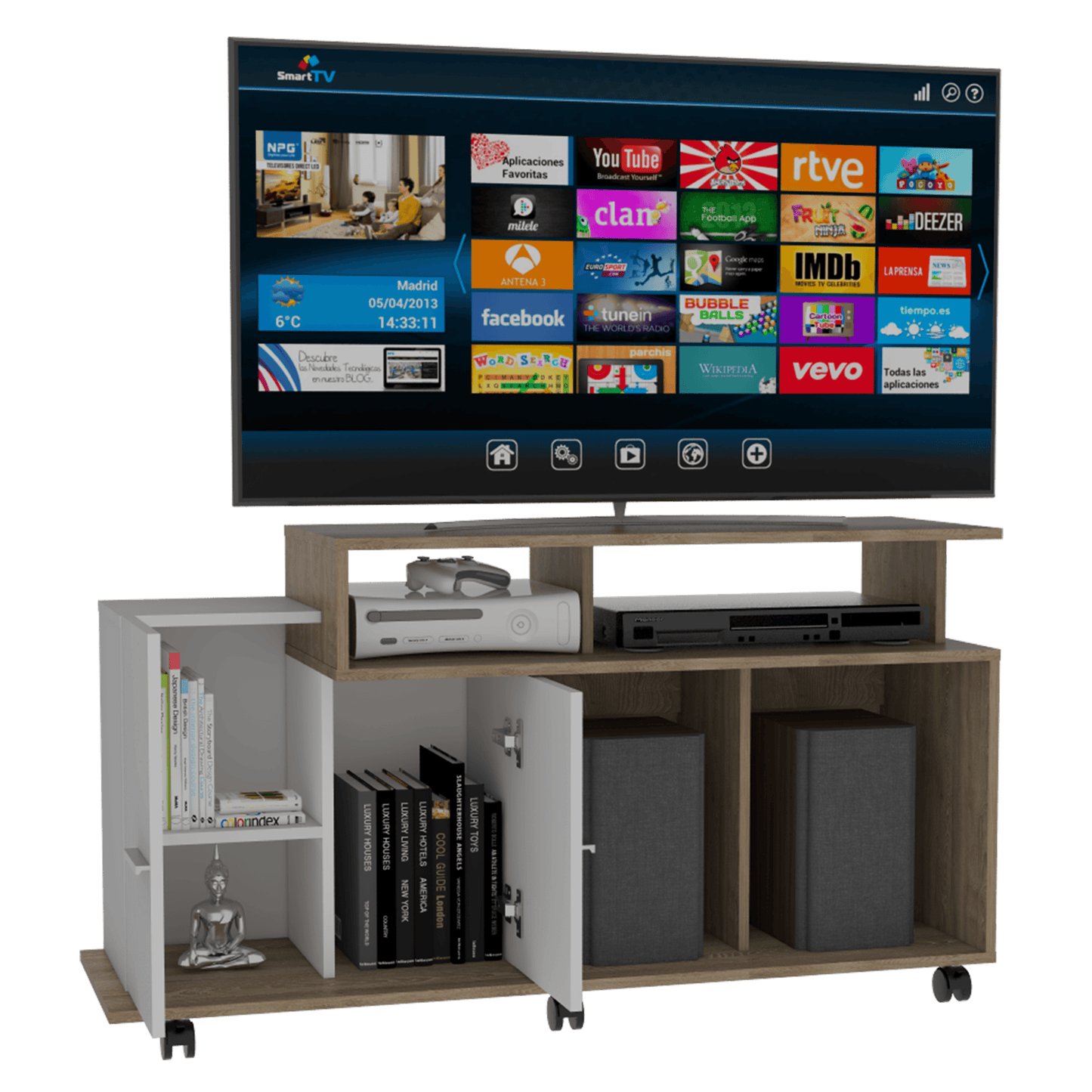 Rack Para Tv Valera Miel + Blanco