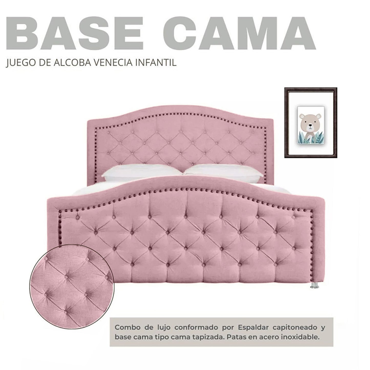 Cama Semidoble Infantil Venecia rosado