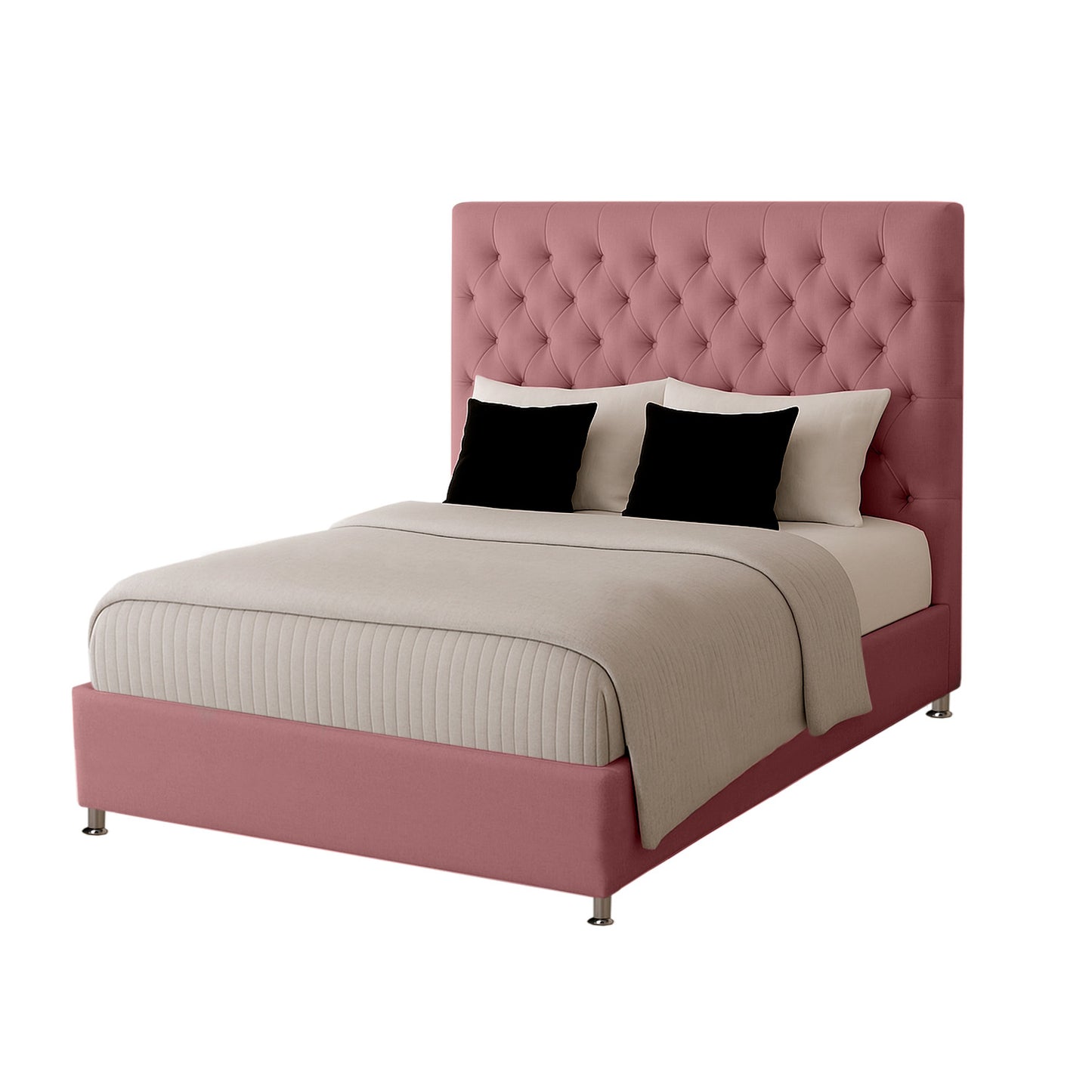 Base Cama con Espaldar + Colchon + Puff Baul Doble Paris salmon