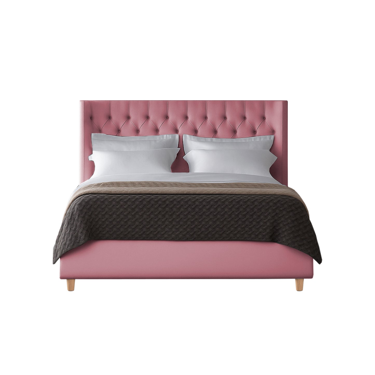 Base Cama Con Espaldar Sencillo Marfil Salmon
