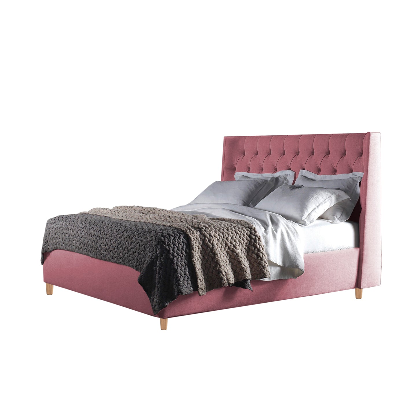 Base Cama Con Espaldar Sencillo Marfil Salmon