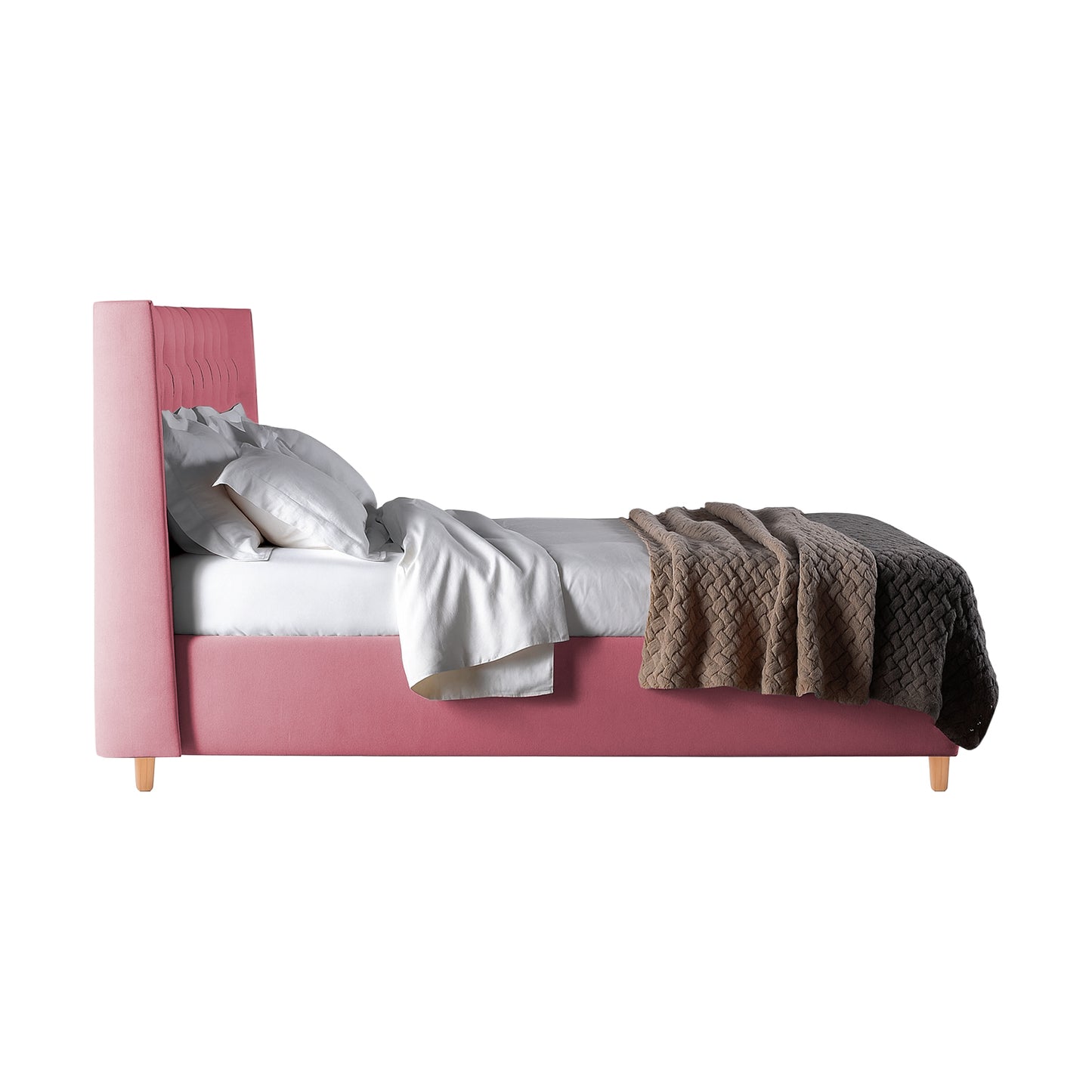 Base Cama Con Espaldar Sencillo Marfil Salmon