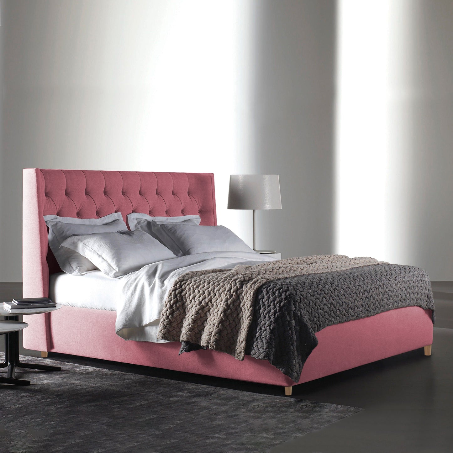 Base Cama Con Espaldar Sencillo Marfil Salmon