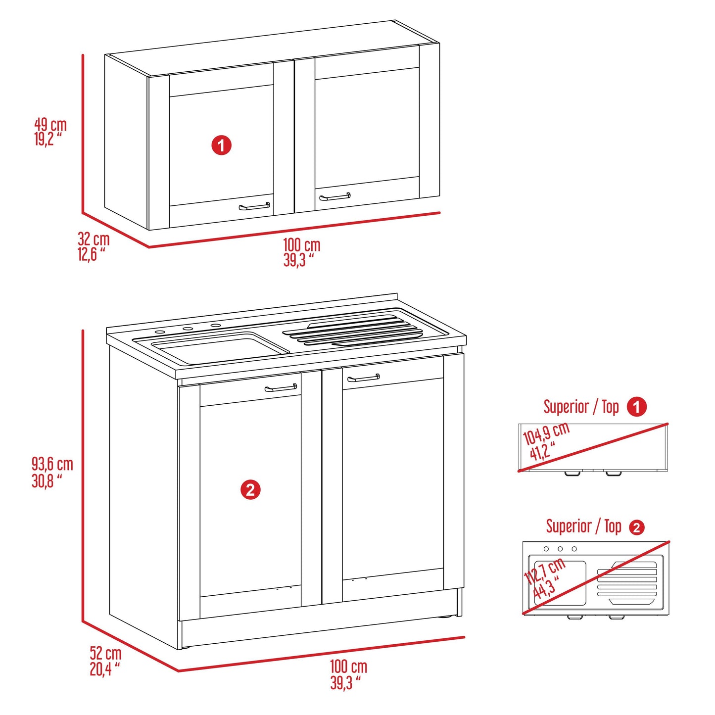 Cocina Integral Selari Blanco Con Mesón Izquierdo
