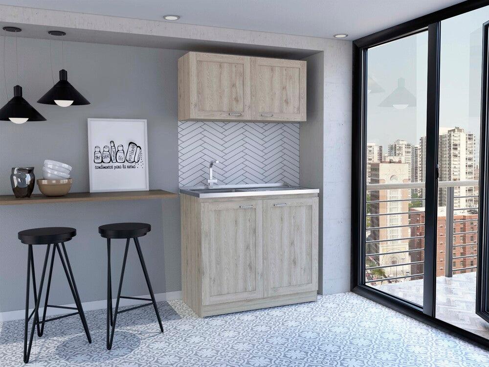 Cocina Integral Selari Ceniza Con Mesón Izquierdo
