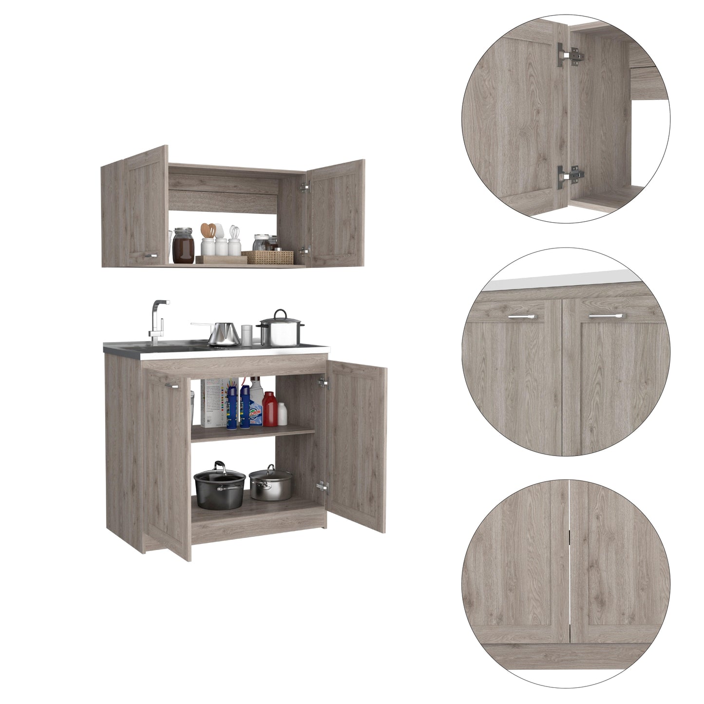 Cocina Integral Selari Ceniza Con Mesón Izquierdo