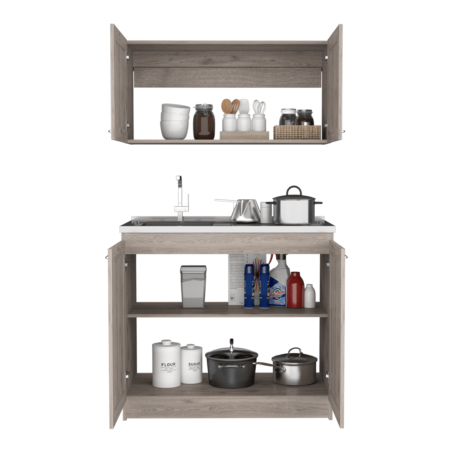 Cocina Integral Selari Ceniza Con Mesón Izquierdo