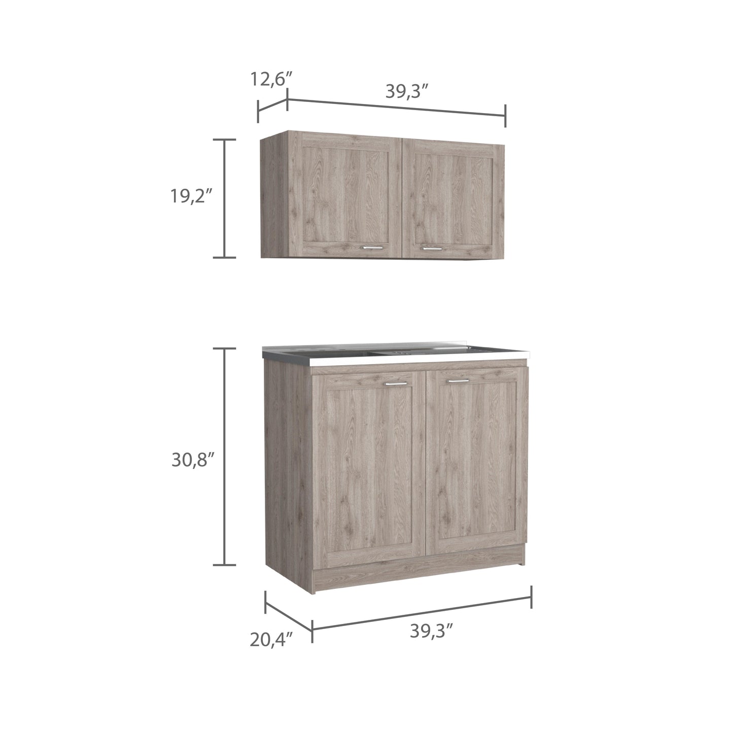 Cocina Integral Selari Ceniza Con Mesón Izquierdo