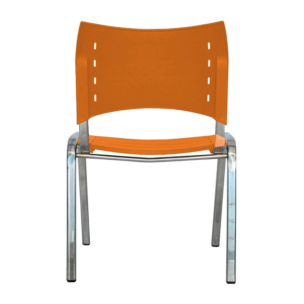 Silla Interlocutora Poole Base Cromada naranja