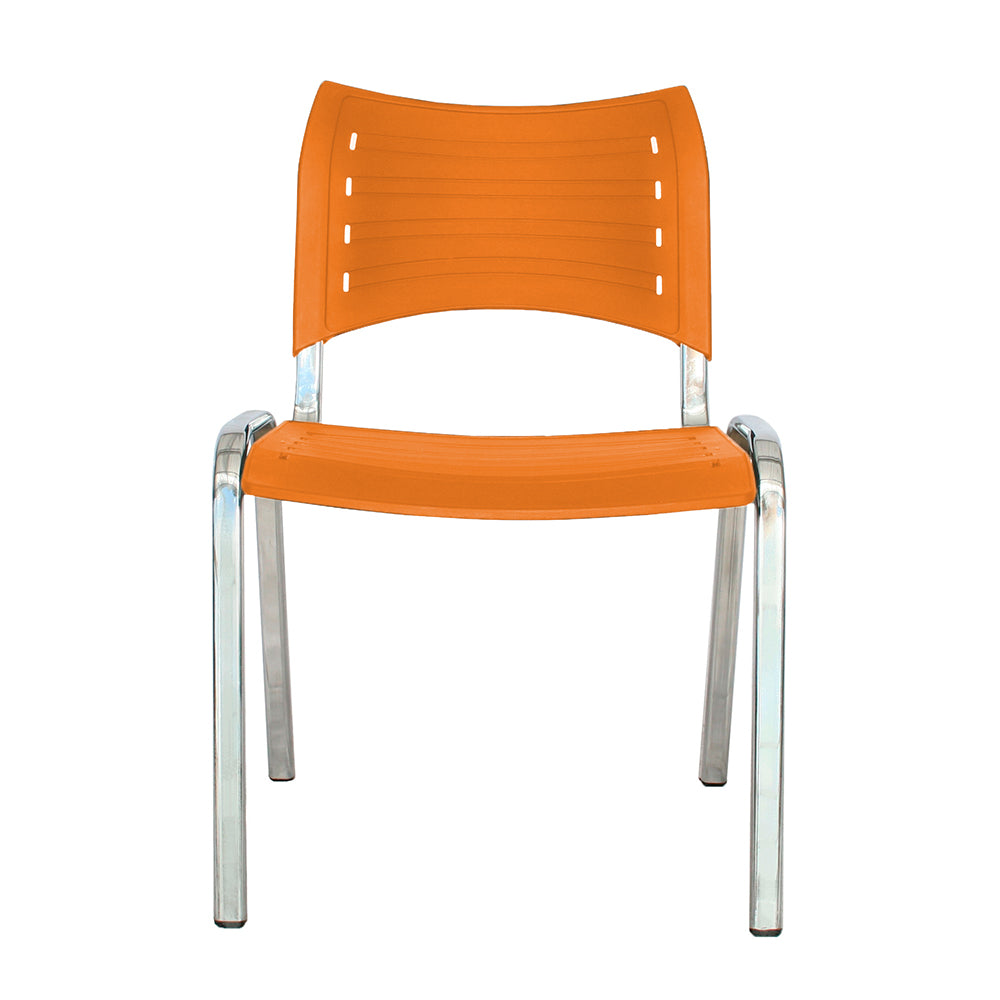 Silla Interlocutora Poole Base Cromada naranja