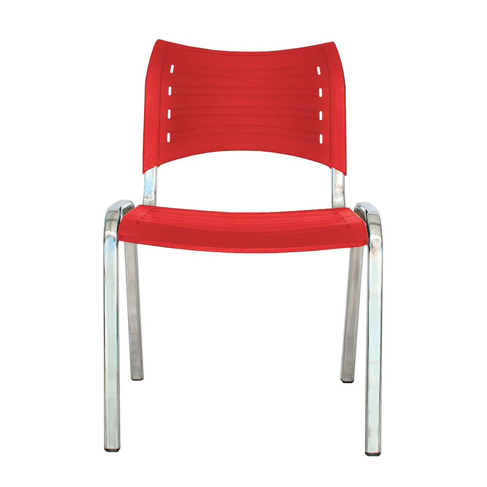 Silla Interlocutora Poole Base Cromada rojo