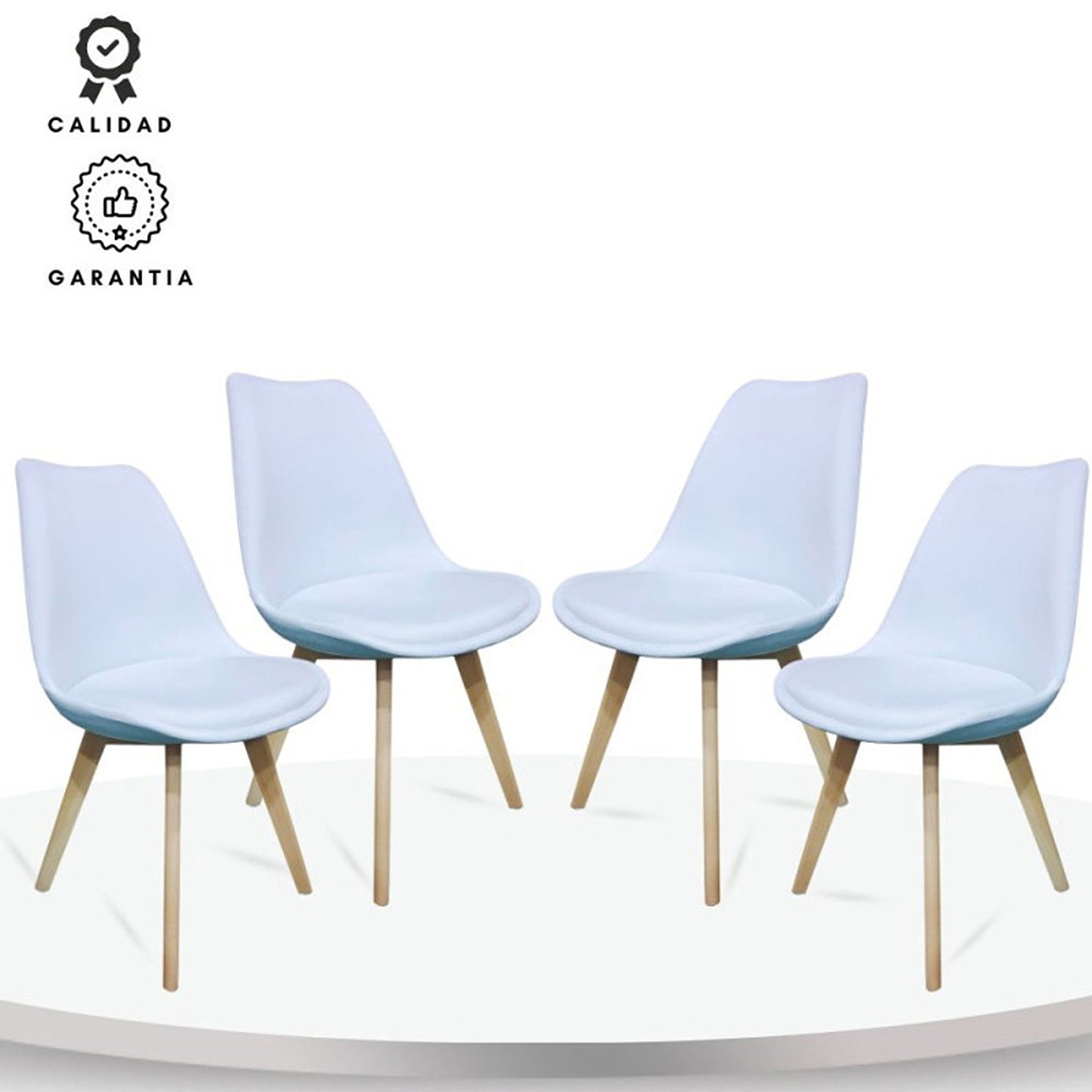 Set x4 Silla Tapizada Milano Premium Blanco