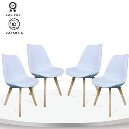 Set x4 Silla Tapizada Milano Premium Blanco
