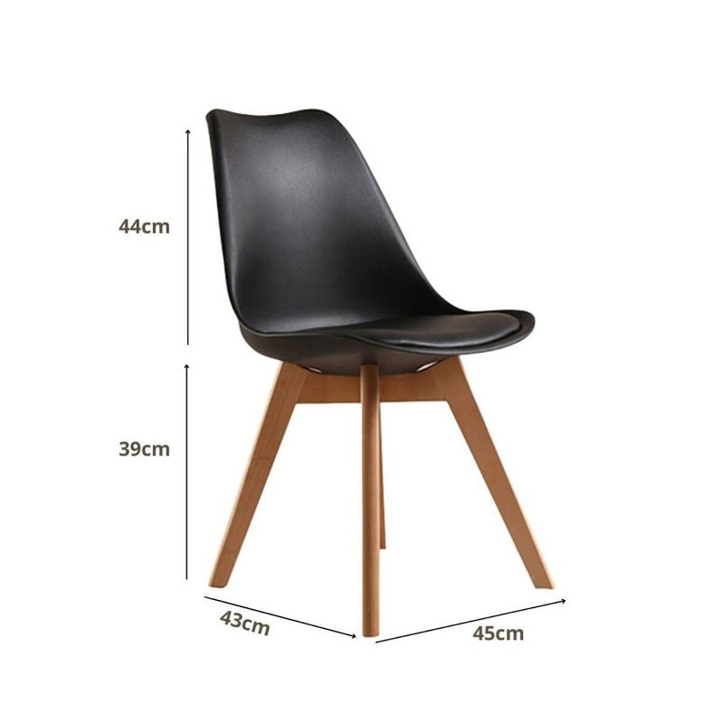 Set x4 Silla Tapizada Milano Negro