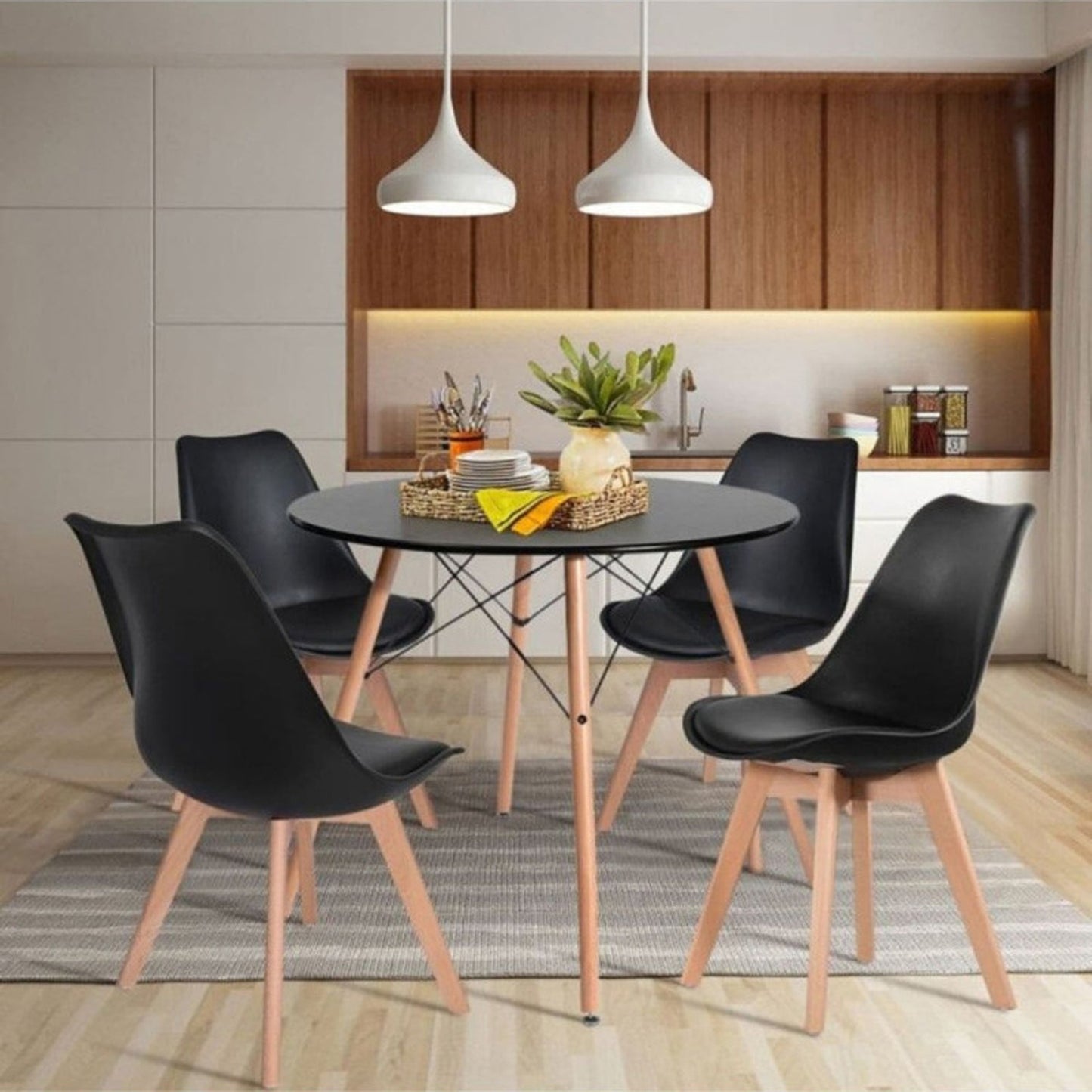 Set x2 Silla Tapizada Milano Negro