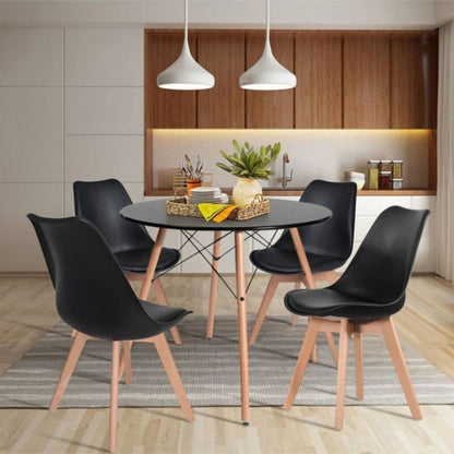 Set x4 Silla Tapizada Milano Negro