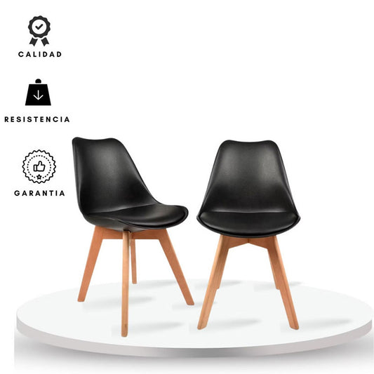 Set x2 Silla Tapizada Milano Negro