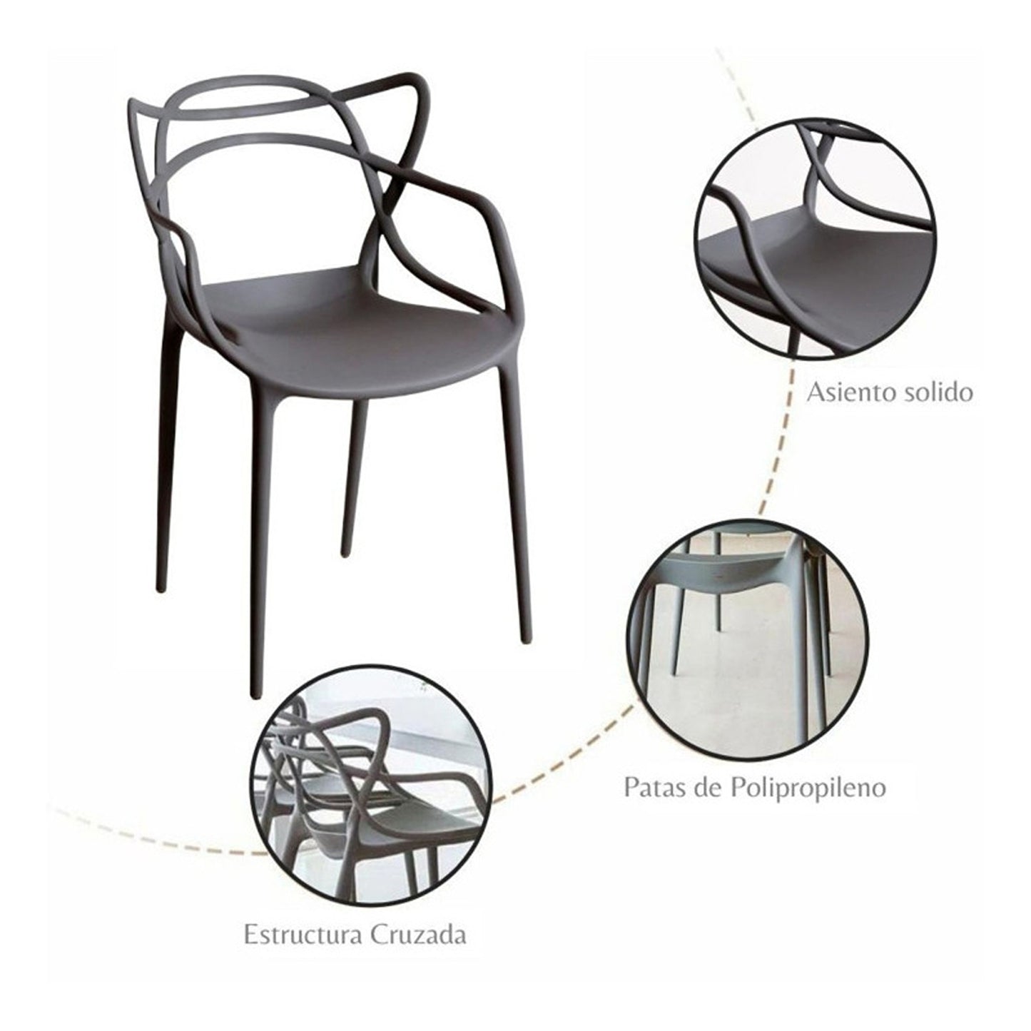 Silla Curva Streem Gris