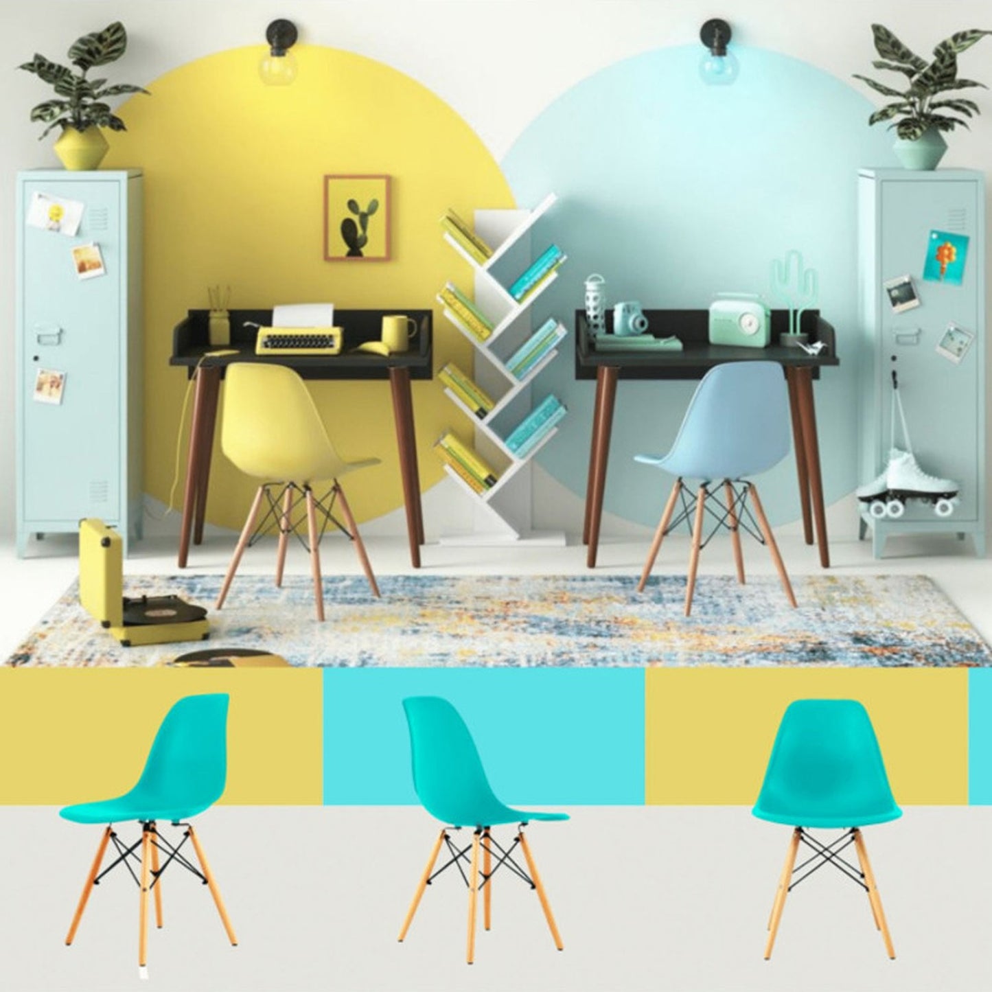 Set x6 Silla Eames Azul aguama