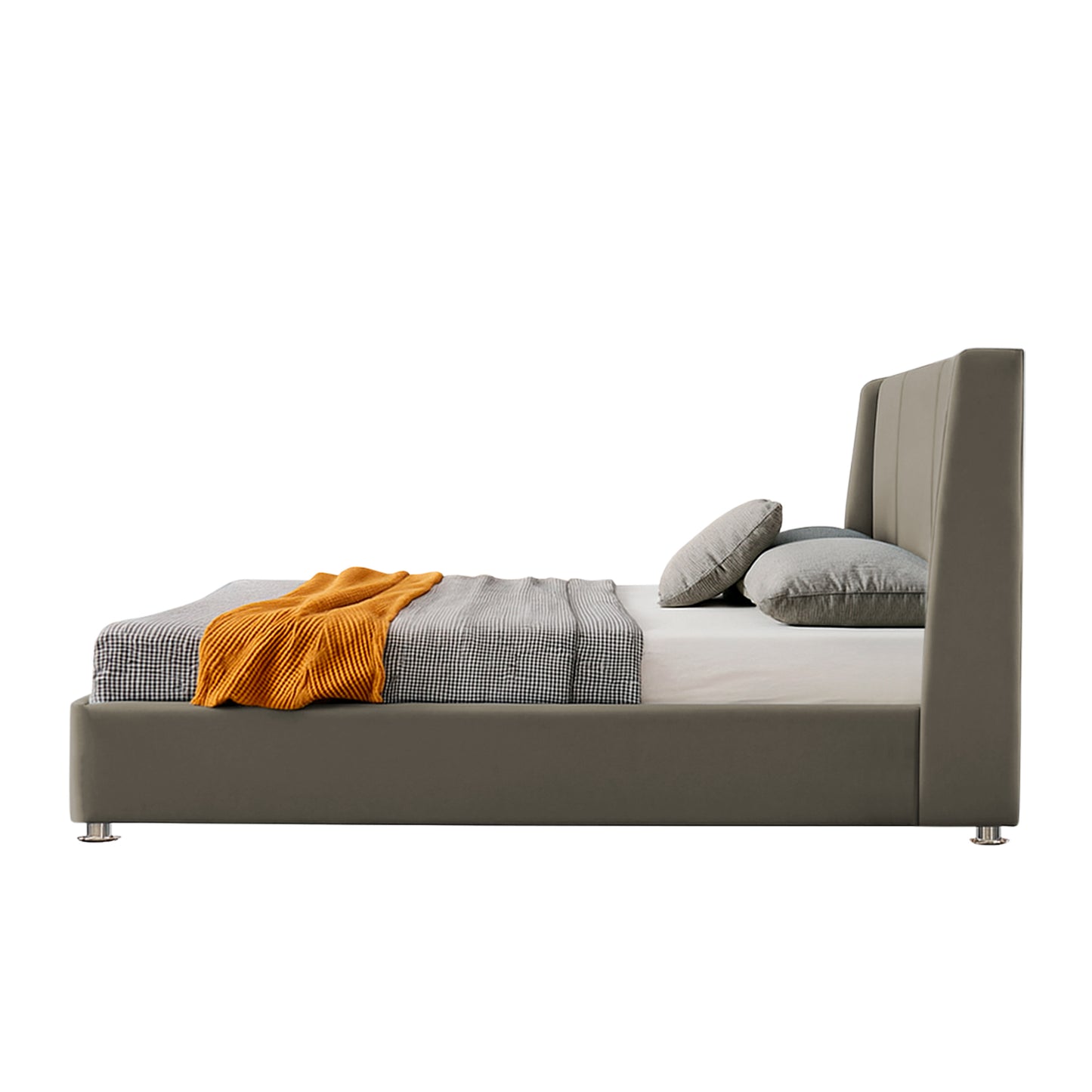 Base Cama Con Espaldar Queen Mousai Taupe