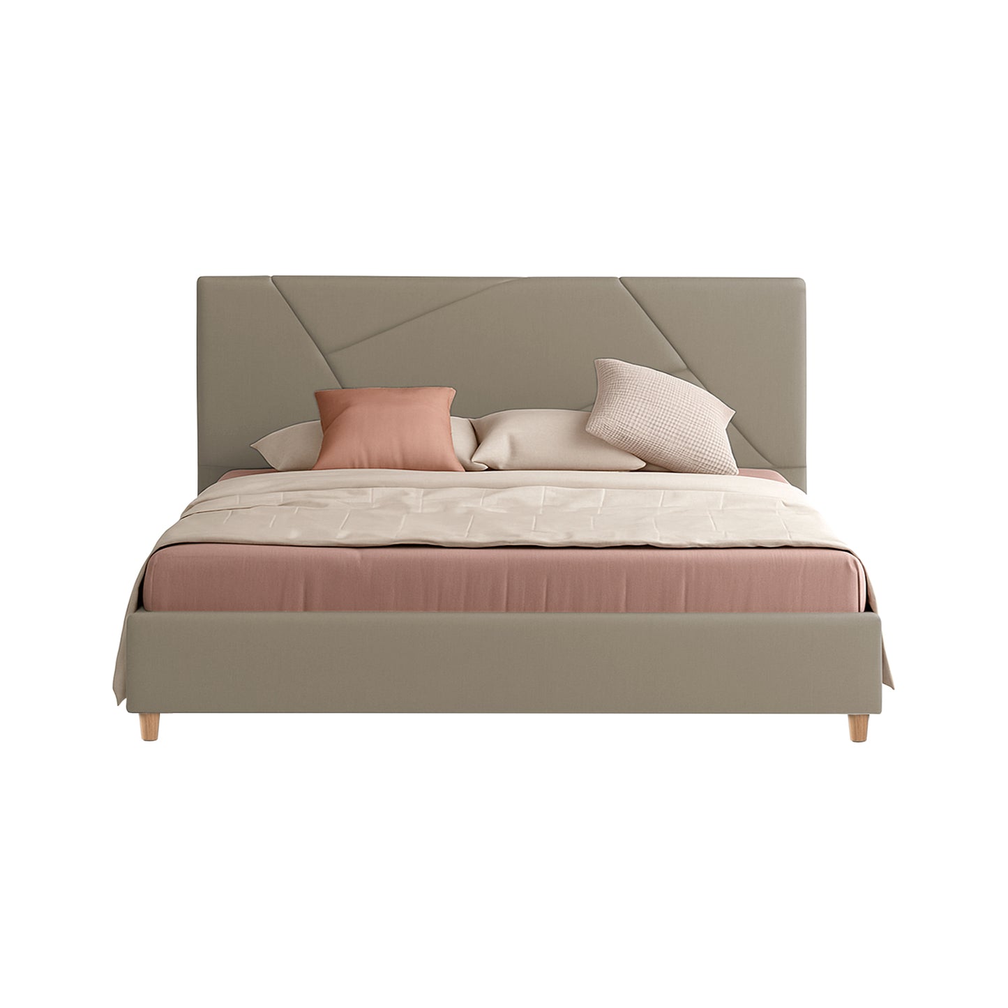 Base Cama Con Espaldar King Hampton Taupe