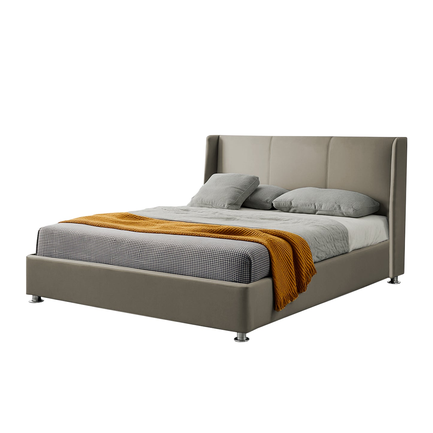 Base Cama Con Espaldar Queen Mousai Taupe