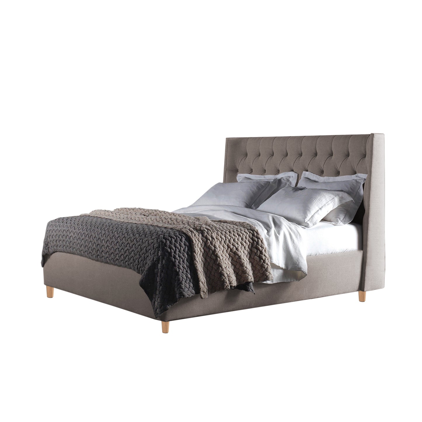 Base Cama Con Espaldar Semidoble Marfil Taupe