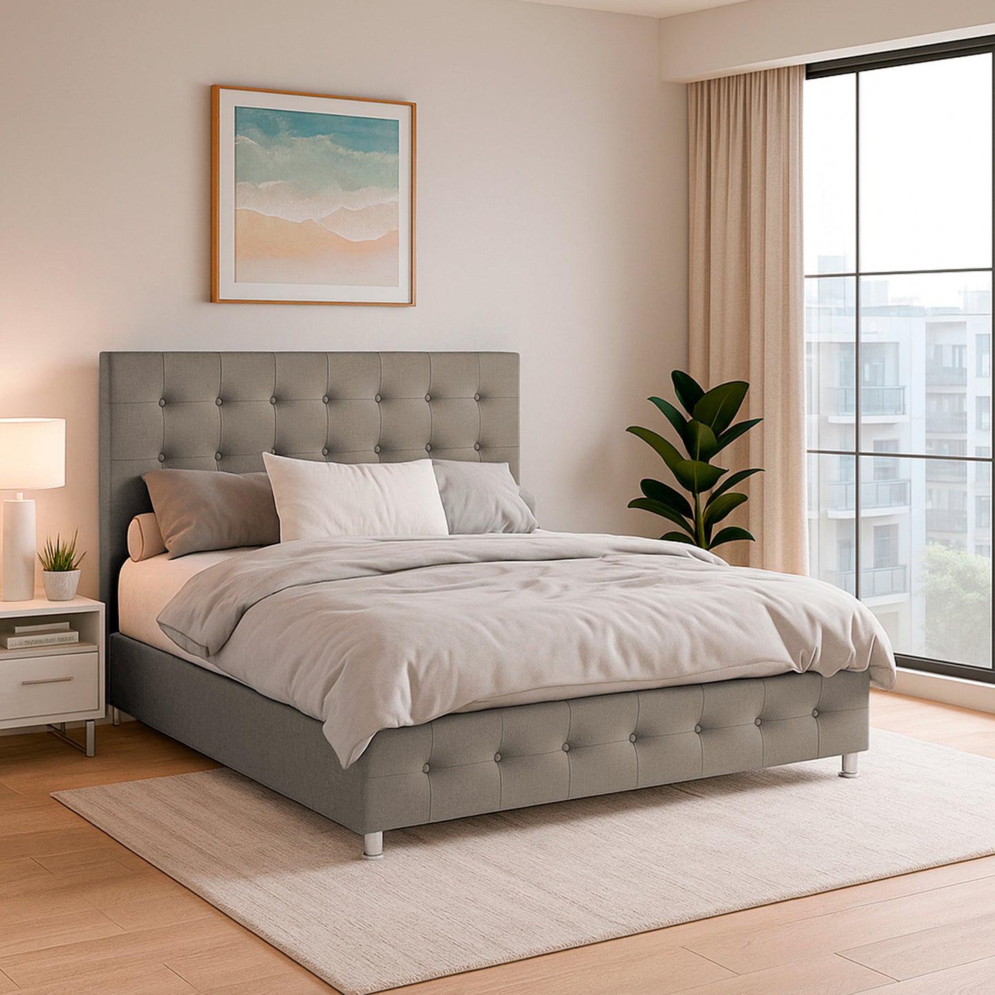 Base Cama Con Espaldar Semidoble Capital Taupe