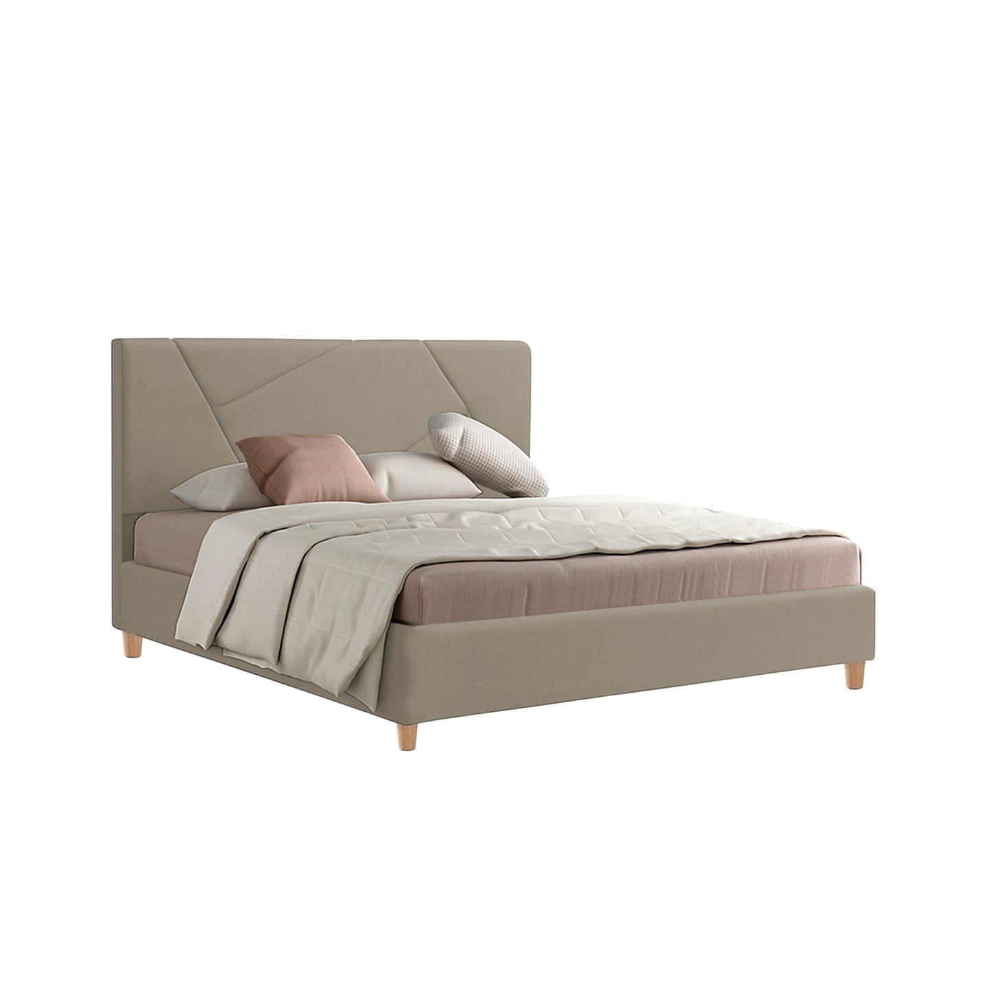 Base Cama Con Espaldar King Hampton Taupe