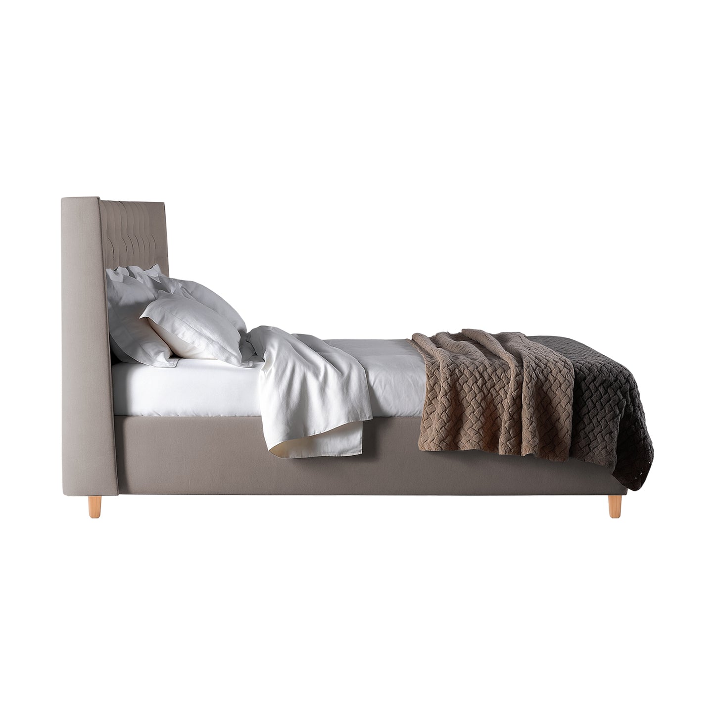 Base Cama Con Espaldar Semidoble Marfil Taupe