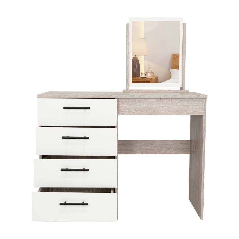 Mueble Tocador Okria Ceniza Y Blanco