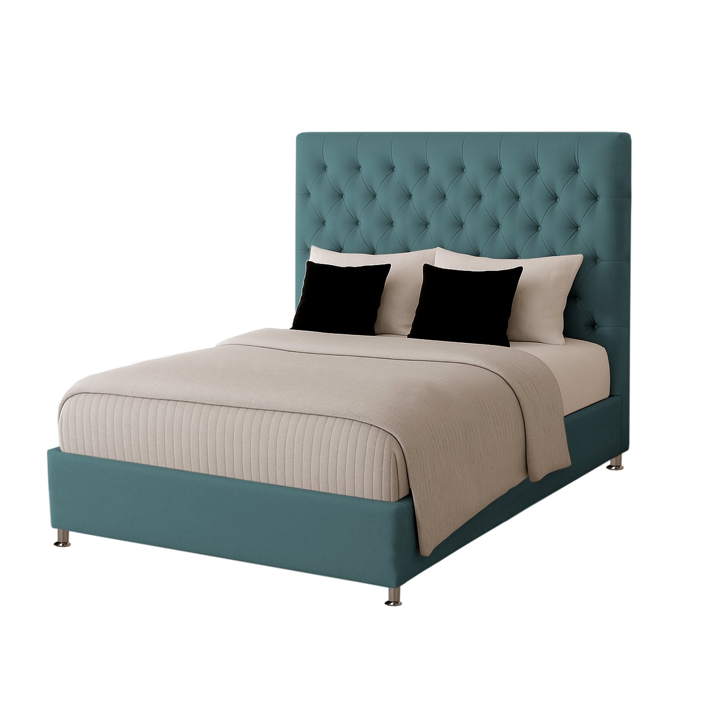 Base Cama con Espaldar + Colchon + Puff Baul Doble Paris verde