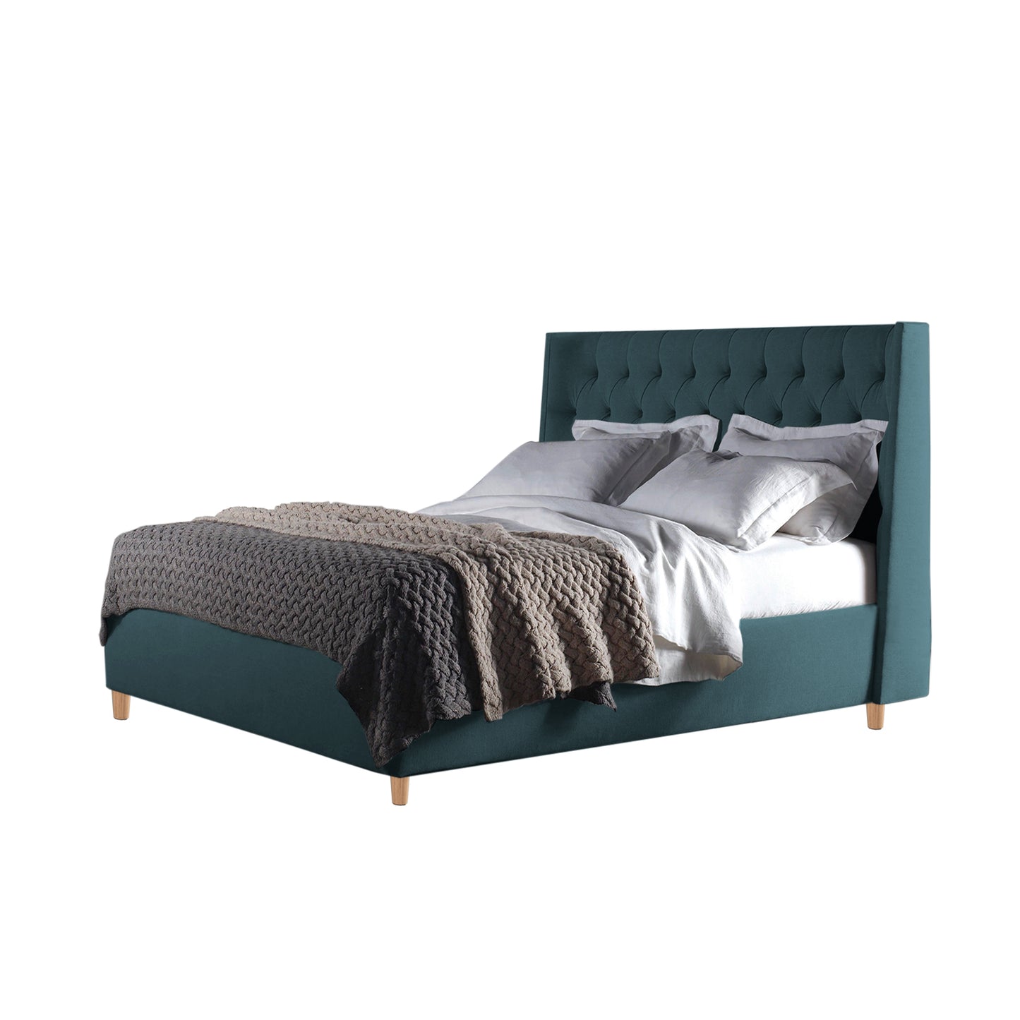 Base Cama Con Espaldar Sencillo Marfil Verde