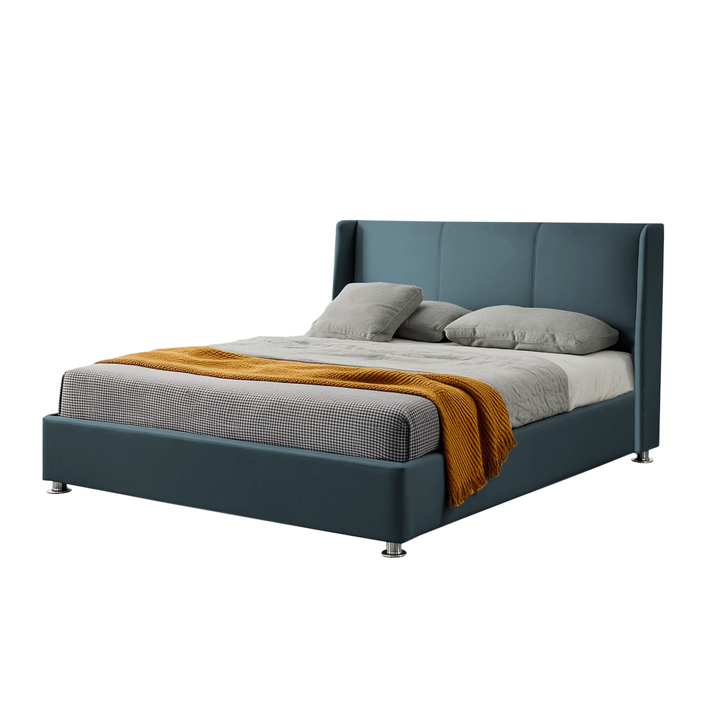 Base Cama Con Espaldar Queen Mousai Verde